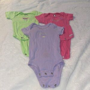Carter's and Gerber 0-3 mo Colorful Bodysuit Set in Pink, Green, and Purple